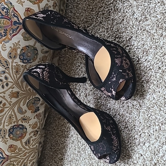 Via Spiga Italian high heels black lace - Picture 1 of 10